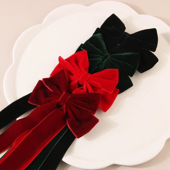 Velvet Bow Ribbon Duckbill Hairpin Handmade Women's Hair Accessories