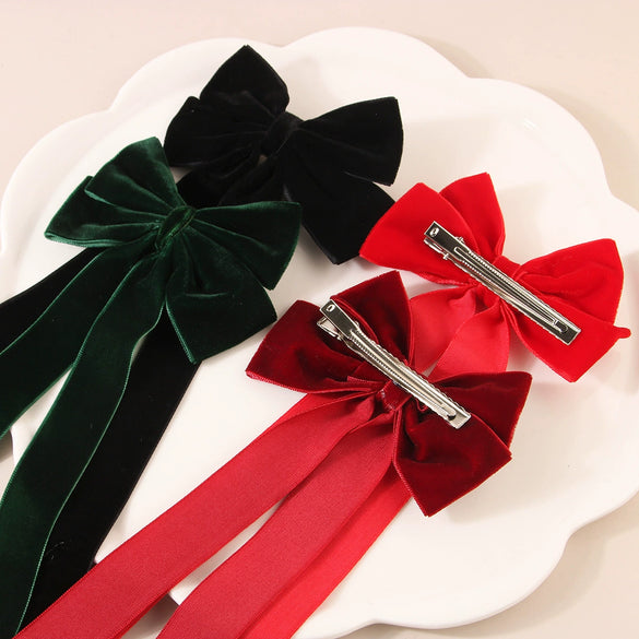 Velvet Bow Ribbon Duckbill Hairpin Handmade Women's Hair Accessories