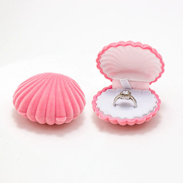 Velvet Clamshell Jewelry Gift Box Flannel Flip Ring Box For Earrings Pendant And Necklace Packaging Cute Minimal Style