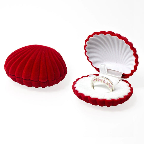 Velvet Clamshell Jewelry Gift Box Flannel Flip Ring Box For Earrings Pendant And Necklace Packaging Cute Minimal Style