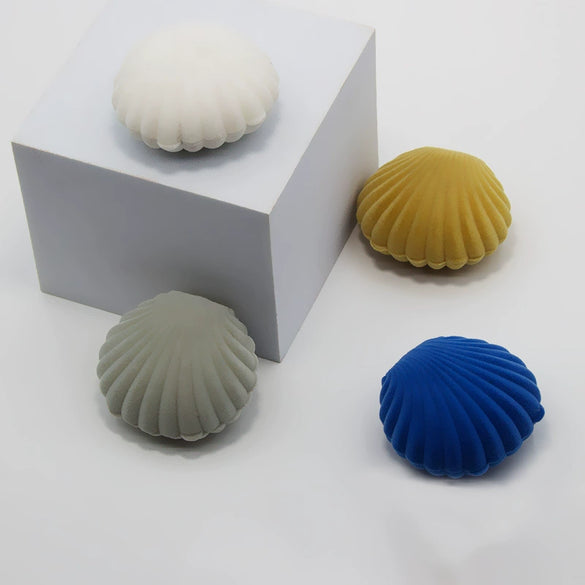Velvet Clamshell Jewelry Gift Box Flannel Flip Ring Box For Earrings Pendant And Necklace Packaging Cute Minimal Style