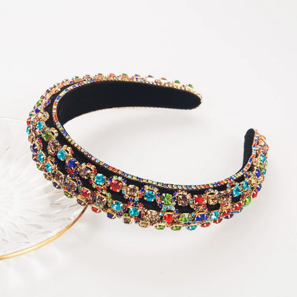 Velvet Fabric Sponge Hairband With Rhinestones Palace Style Ladies Hair Accessories