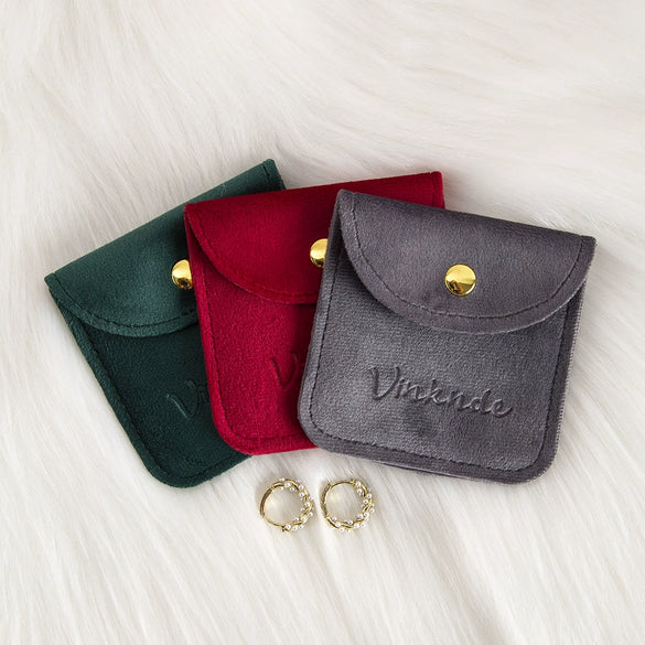 Velvet Jewelry Storage Bag Rounded Corner Snap For Ring Earrings Bracelet Necklace Pendant