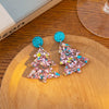 Versatile Acrylic Electroplated Fivepointed Star Christmas Tree Earrings For Women