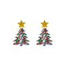 Versatile Acrylic Electroplated Fivepointed Star Christmas Tree Earrings For Women