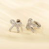 Versatile Bow Star Shape Titanium Steel Earrings With Zirconia For Girls And Boys