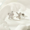 Versatile Bow Star Shape Titanium Steel Earrings With Zirconia For Girls And Boys