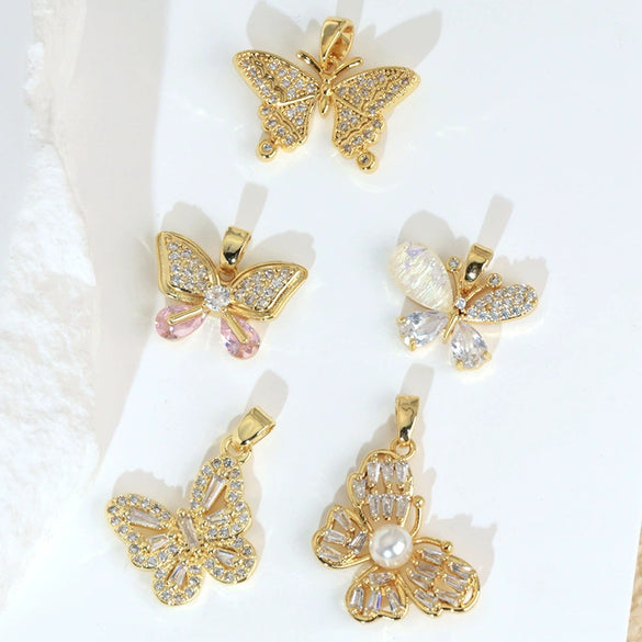Versatile Butterfly Animal Zodiac Copper Micropaved Pendant Accessories For Women