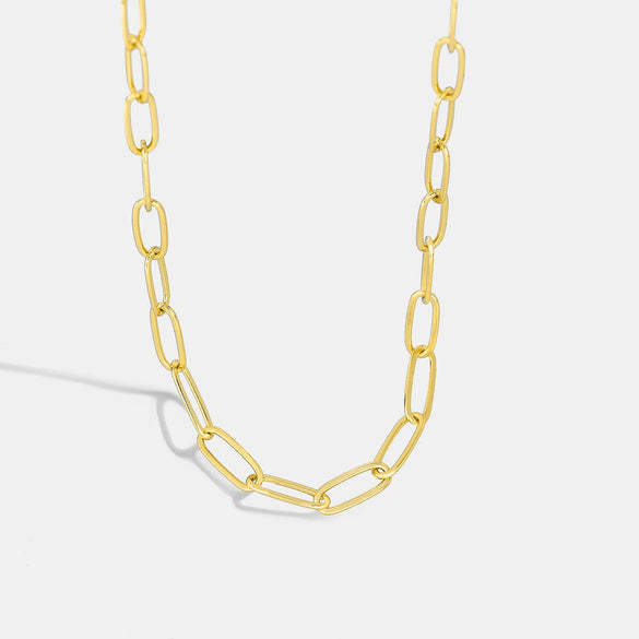 Versatile Copper Plated 18K Gold Paper Clip Chain Necklace For Women With Geometric And Simple Style