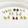 Versatile Daily Multipierced Animal Colorful Flower Stainless Steel Electroplated Women's Earrings