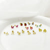 Versatile Daily Multipierced Animal Colorful Flower Stainless Steel Electroplated Women's Earrings