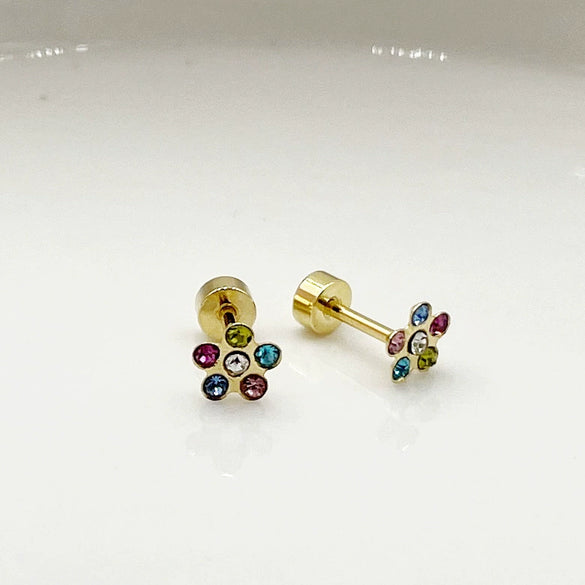 Versatile Daily Multipierced Animal Colorful Flower Stainless Steel Electroplated Women's Earrings