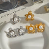 Versatile Dopamine Pearl Flower Earrings For Women 18K Gold Plated Stainless Steel With Pvd Vacuum Real Gold Electroplating