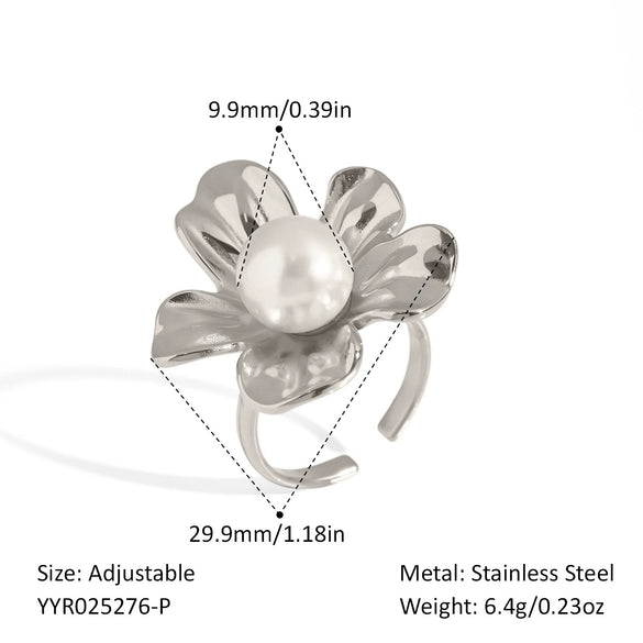 Versatile Dopamine Pearl Flower Earrings For Women 18K Gold Plated Stainless Steel With Pvd Vacuum Real Gold Electroplating