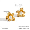 Versatile Dopamine Pearl Flower Earrings For Women 18K Gold Plated Stainless Steel With Pvd Vacuum Real Gold Electroplating