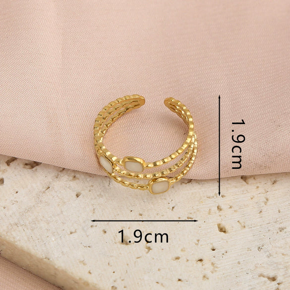 Versatile Fashion Stainless Steel Inlaid Turquoise Geometric Open Ring