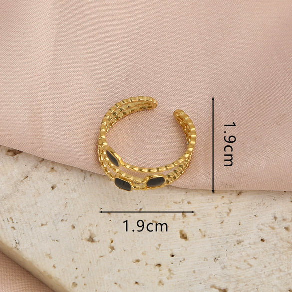 Versatile Fashion Stainless Steel Inlaid Turquoise Geometric Open Ring