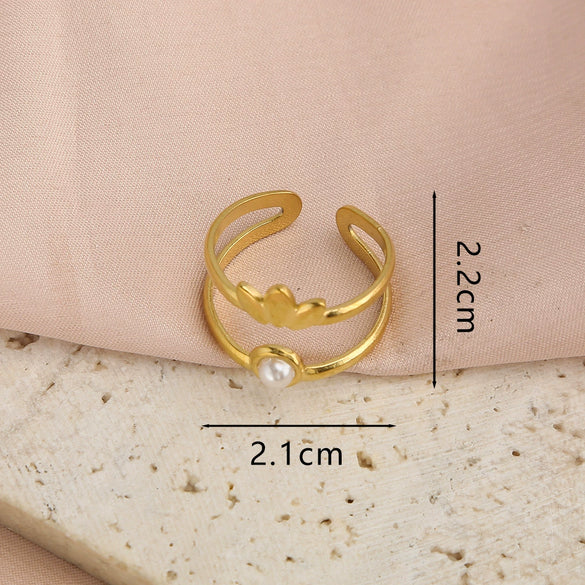 Versatile Fashion Stainless Steel Inlaid Turquoise Geometric Open Ring