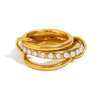 Versatile Geometric Stainless Steel Ring Plated With 18K Gold And Set With Threelayer Imitation Pearl