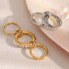 Versatile Geometric Stainless Steel Ring Plated With 18K Gold And Set With Threelayer Imitation Pearl