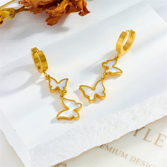 Versatile Goldplated Titanium Steel Butterfly Insect Style Earrings For Women