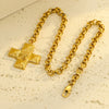 Versatile Highend Stainless Steel Necklace With Cross Spiral Texture And Electroplating Treatment