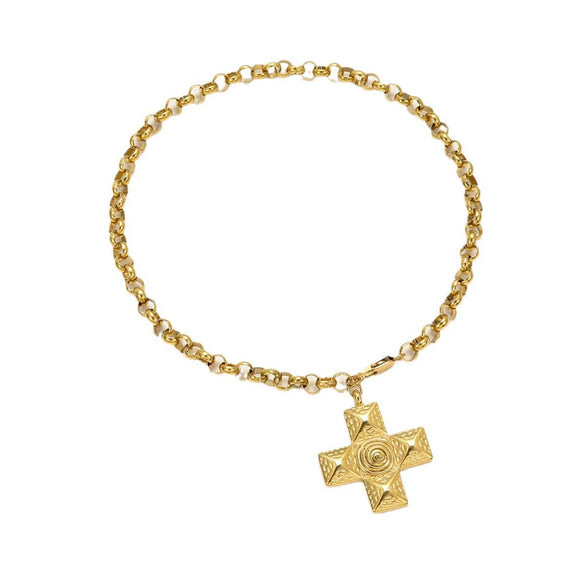 Versatile Highend Stainless Steel Necklace With Cross Spiral Texture And Electroplating Treatment