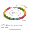 Versatile Jewelry Stainless Steel 18K Gold Plated Geometric Tourmaline Color Natural Stone Bracelet