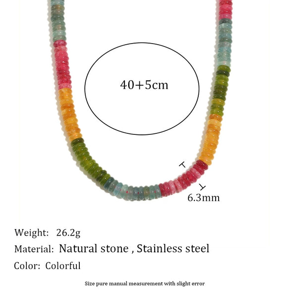 Versatile Jewelry Stainless Steel 18K Gold Plated Geometric Tourmaline Color Natural Stone Bracelet