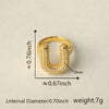 Versatile Letter Rings Copper Inlaid With Zircon Unisex Allmatch Jewelry