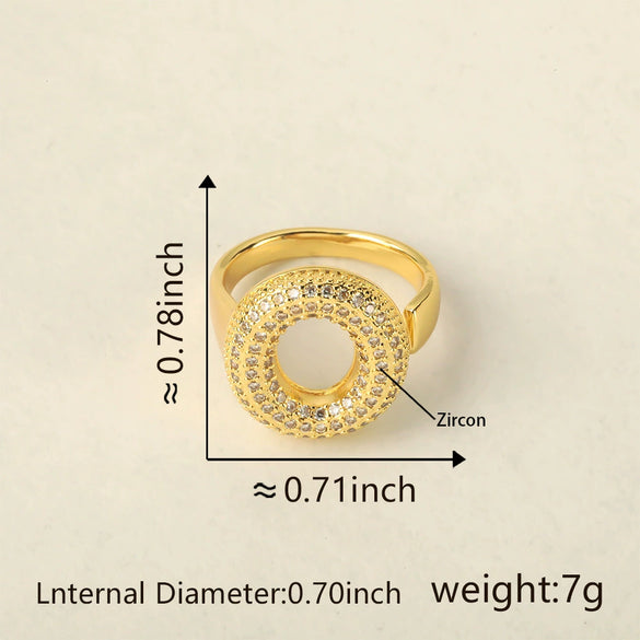 Versatile Letter Rings Copper Inlaid With Zircon Unisex Allmatch Jewelry