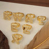 Versatile Letter Rings Copper Inlaid With Zircon Unisex Allmatch Jewelry