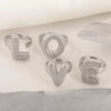 Versatile Letter Rings Copper Inlaid With Zircon Unisex Allmatch Jewelry
