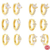 Versatile S925 Sterling Silver Geometric Single Diamond Light Luxury Women's Earrings With Electroplating