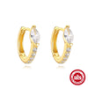 Versatile S925 Sterling Silver Geometric Single Diamond Light Luxury Women's Earrings With Electroplating