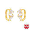 Versatile S925 Sterling Silver Geometric Single Diamond Light Luxury Women's Earrings With Electroplating