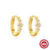 Versatile S925 Sterling Silver Geometric Single Diamond Light Luxury Women's Earrings With Electroplating