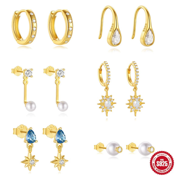 Versatile S925 Sterling Silver Octagon Geometric Opal Fashion Earring With Zirconia Treatment
