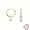 Versatile S925 Sterling Silver Simple Love Pendant Earrings With Multidiamond Zircon And Geometric Pattern