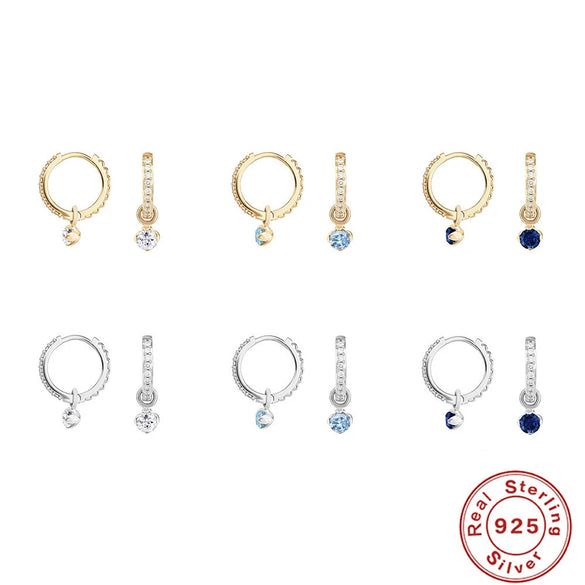 Versatile S925 Sterling Silver Simple Love Pendant Earrings With Multidiamond Zircon And Geometric Pattern