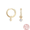 Versatile S925 Sterling Silver Simple Love Pendant Earrings With Multidiamond Zircon And Geometric Pattern