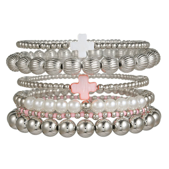Versatile Shell Cross Set Pearl Bracelet Geometric Handmade Unisex