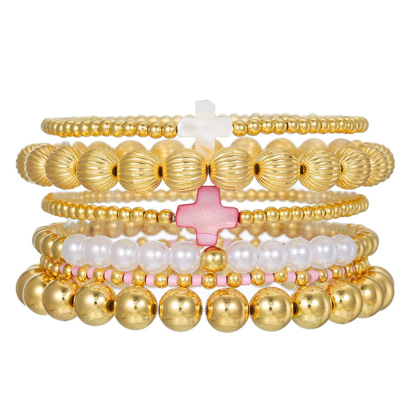 Versatile Shell Cross Set Pearl Bracelet Geometric Handmade Unisex