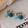 Versatile Silver Needle Clear Blue Cross Resin Earrings With Geometric Pattern And Electroplating For Women