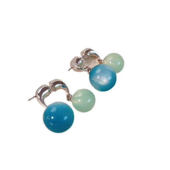 Versatile Silver Needle Clear Blue Cross Resin Earrings With Geometric Pattern And Electroplating For Women
