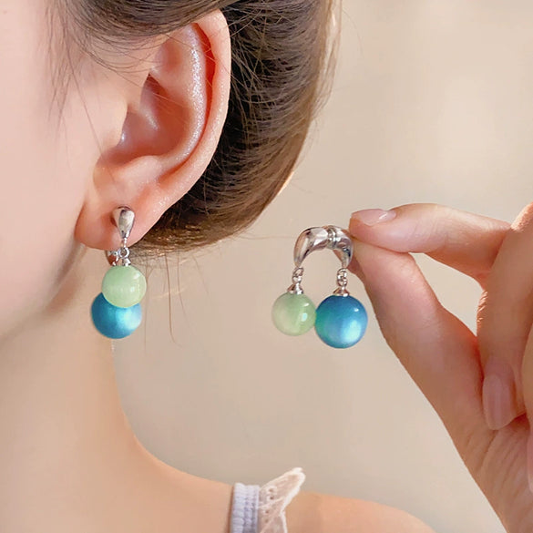 Versatile Silver Needle Clear Blue Cross Resin Earrings With Geometric Pattern And Electroplating For Women