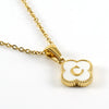 Versatile Titanium Steel Clover And Letter Design Pendant Necklace 18K Gold Plated For Women