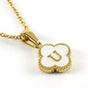 Versatile Titanium Steel Clover And Letter Design Pendant Necklace 18K Gold Plated For Women