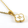 Versatile Titanium Steel Clover And Letter Design Pendant Necklace 18K Gold Plated For Women
