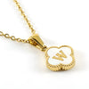 Versatile Titanium Steel Clover And Letter Design Pendant Necklace 18K Gold Plated For Women
